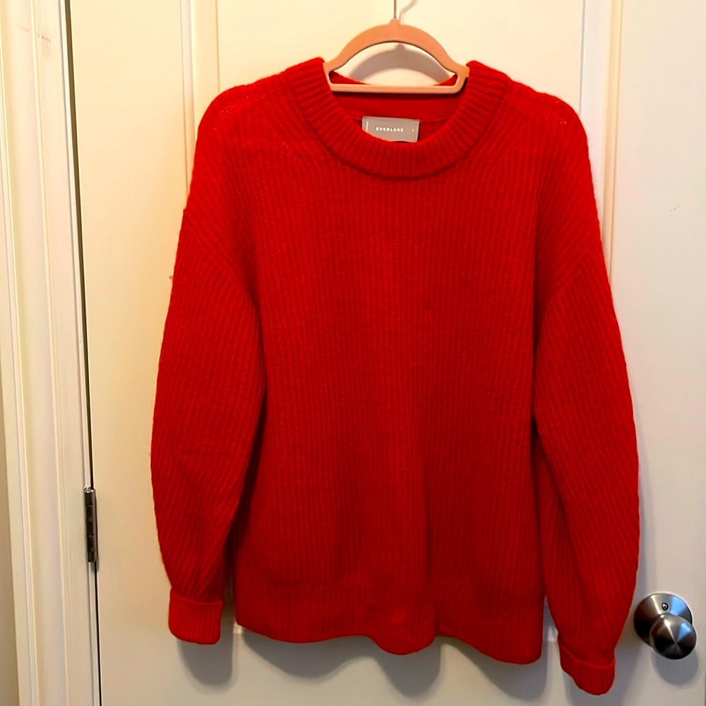 Bright orange Everlane alpaca sweater size small